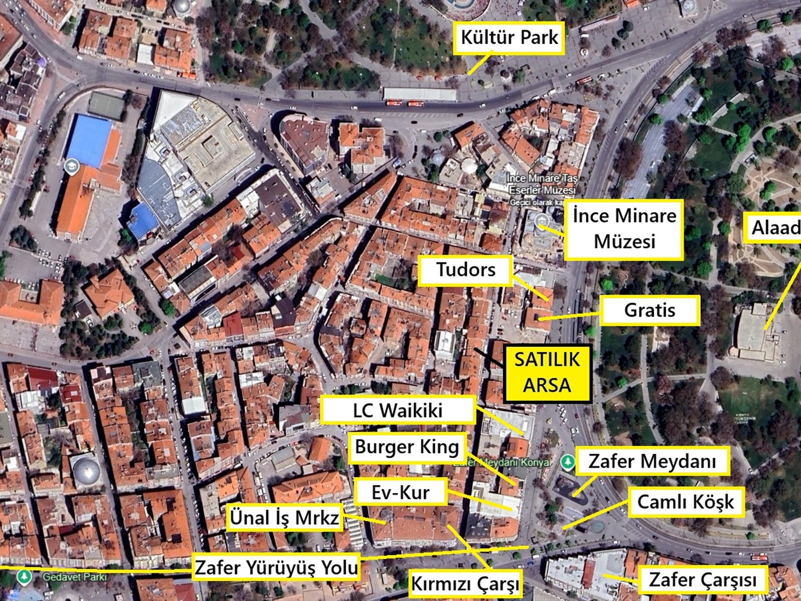 ZAFER MEYDANI ALAADDİN 254m² TİCARİ 3KAT İMARLI ARSA